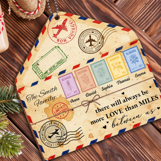 Personalized More Love Than Miles Mail Custom Wooden Ornament