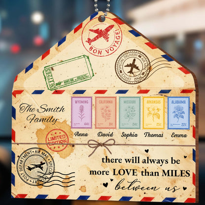 Personalized More Love Than Miles Mail Custom Wooden Ornament