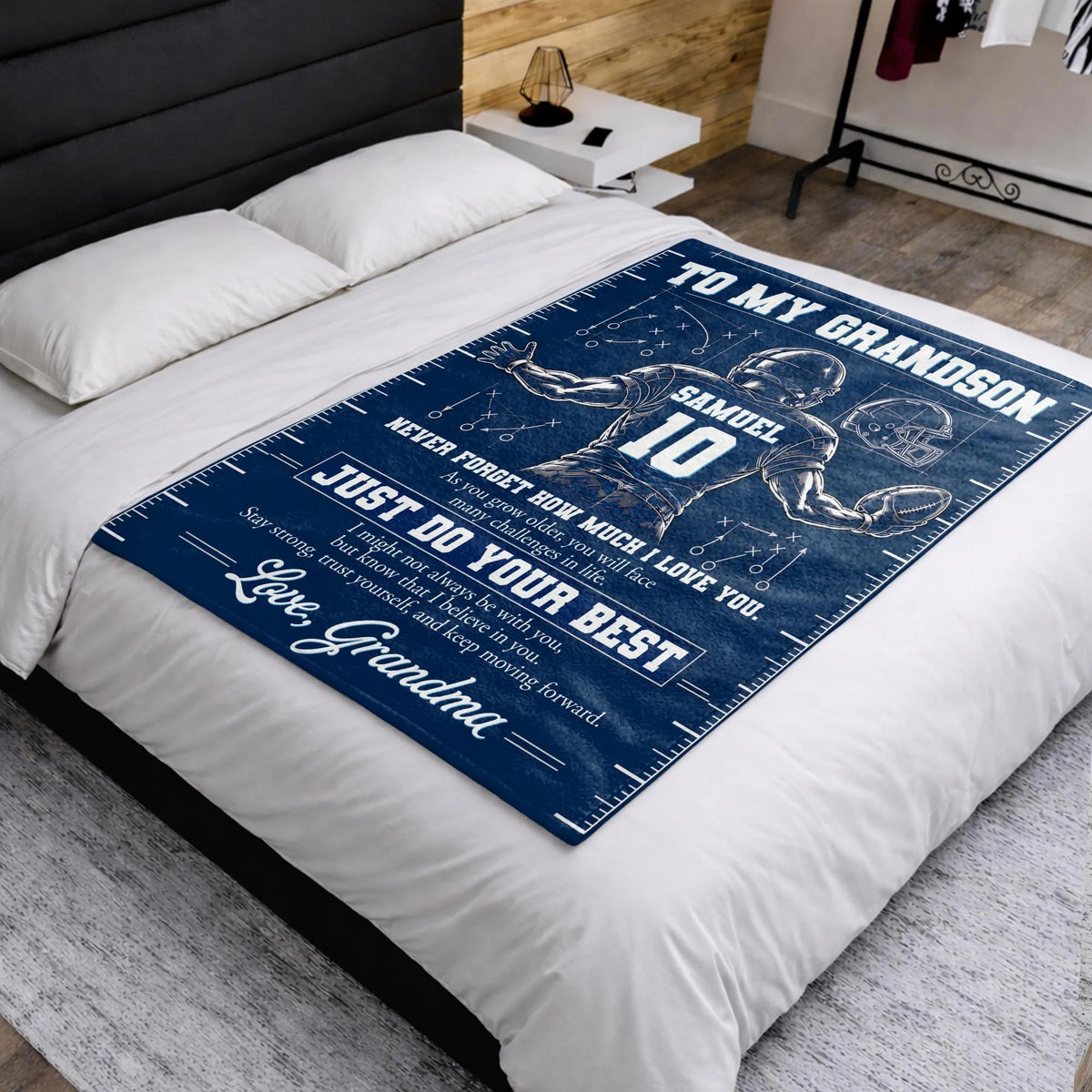 Custom Football Blanket From Grandma For Grandson