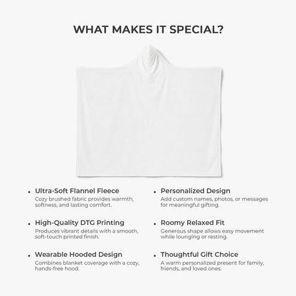 Custom Birth Flower Reading Blanket - Personalized Hooded Blanket Gift for Book Lovers