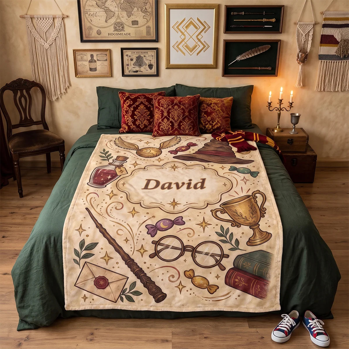 Enchanted Wizard Academy Personalized Blanket - Custom Birthday Keepsake Gift for Fantasy Fans