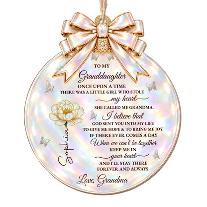 "Once Upon A Time Stole My Heart" Personalized Granddaughter Wooden Ornament - Custom Birth Month Flower Christmas Gift