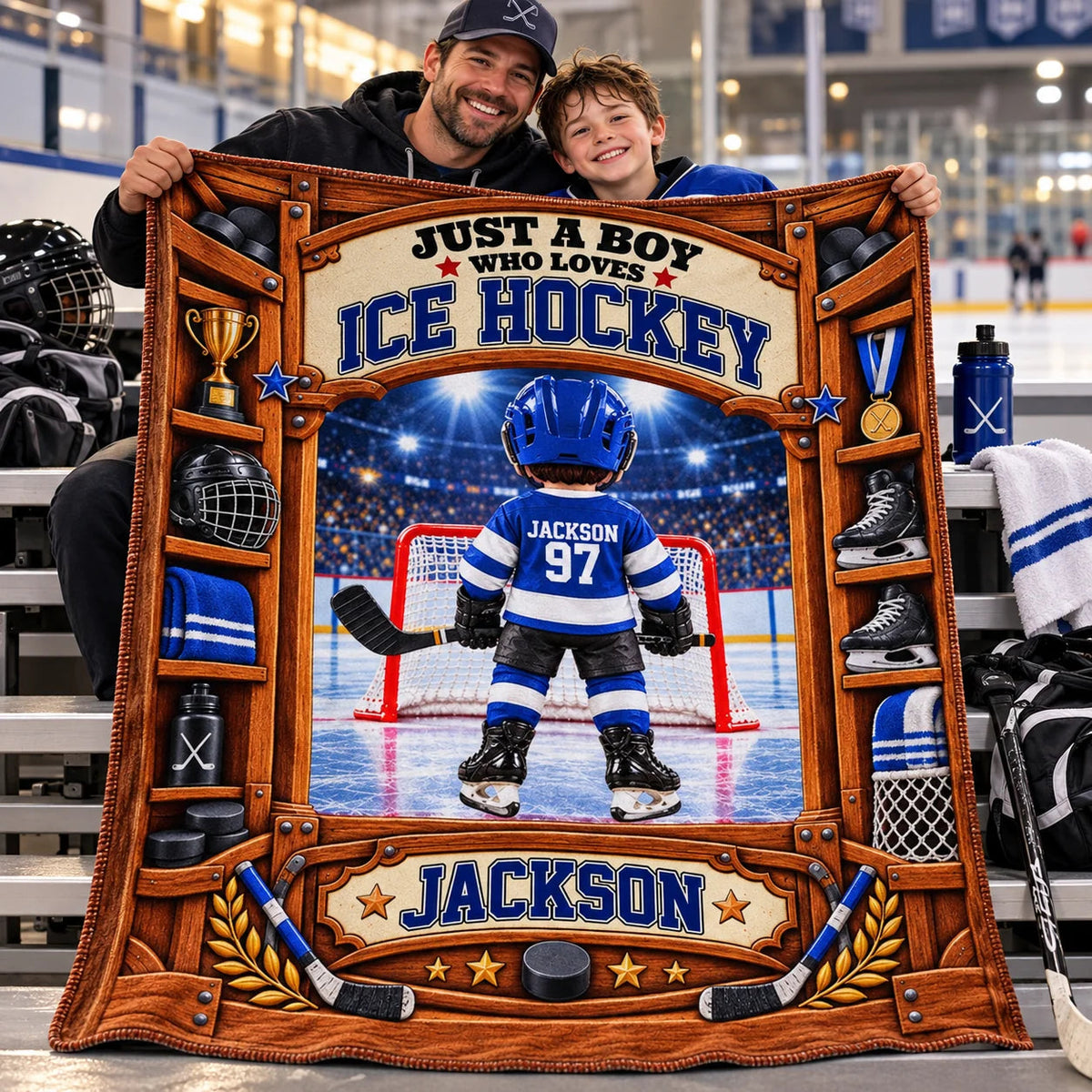 Custom Ice Hockey Blanket For Kids And Youth