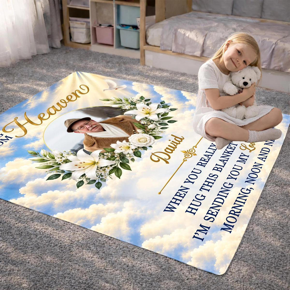 A Hug From Heaven Personalized Memorial Blanket - Custom Sympathy Keepsake Gift
