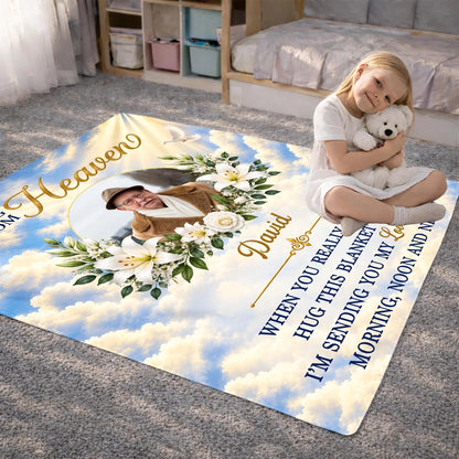 A Hug From Heaven Personalized Memorial Blanket - Custom Sympathy Keepsake Gift
