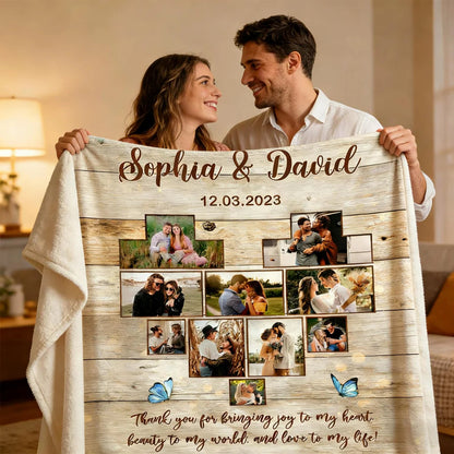 Personalized Thank You for Bringing Joy to My Heart Photo Blanket