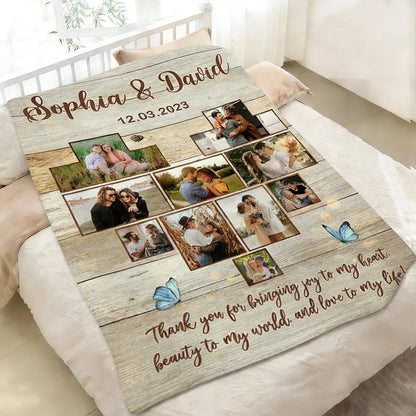 Personalized Thank You for Bringing Joy to My Heart Photo Blanket