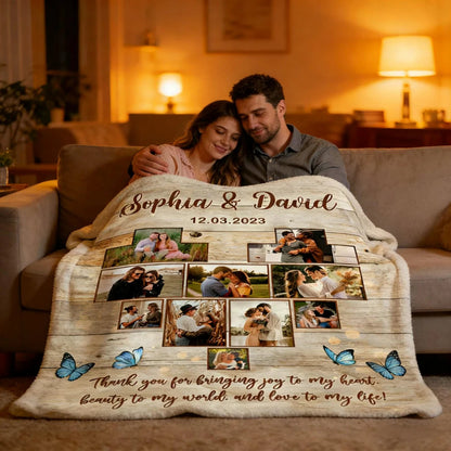 Personalized Thank You for Bringing Joy to My Heart Photo Blanket