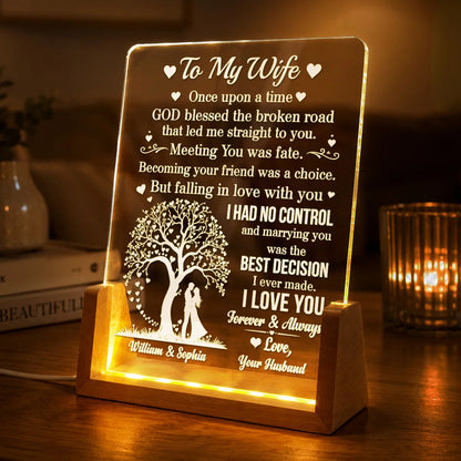 Marrying You Was The Best Decision - Personalized Acrylic Night Light to Couples Husband Wife Gift