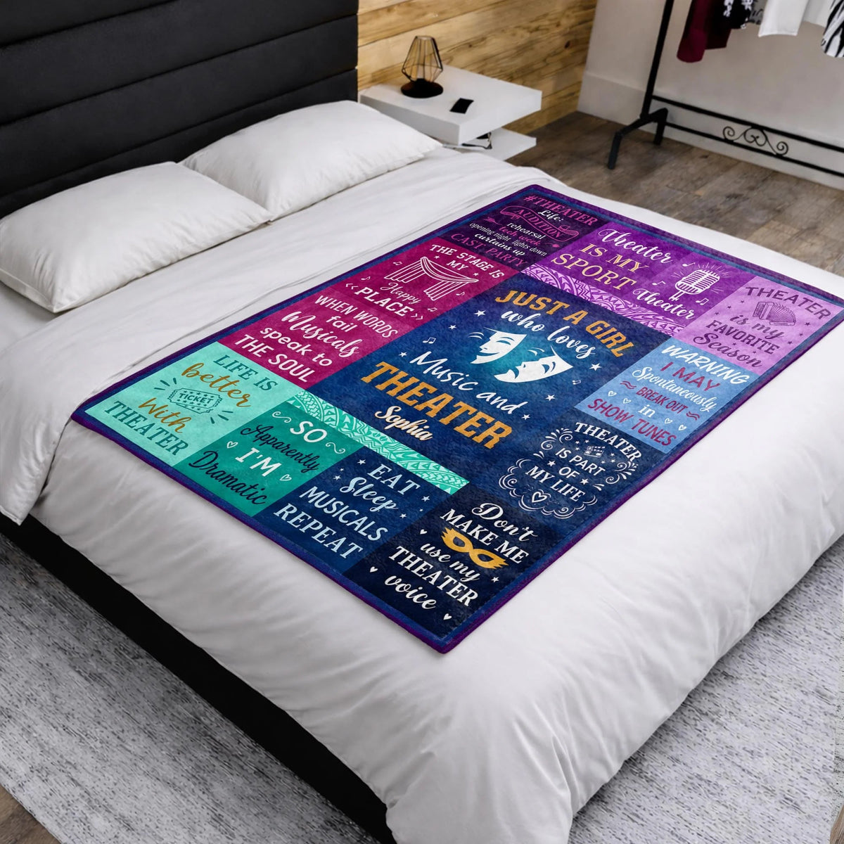 Personalized Just a Girl Who Loves Music and Theater Blanket