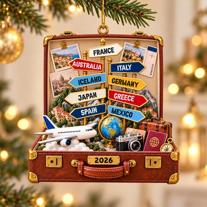 Custom Travel Destination Suitcase Ornament