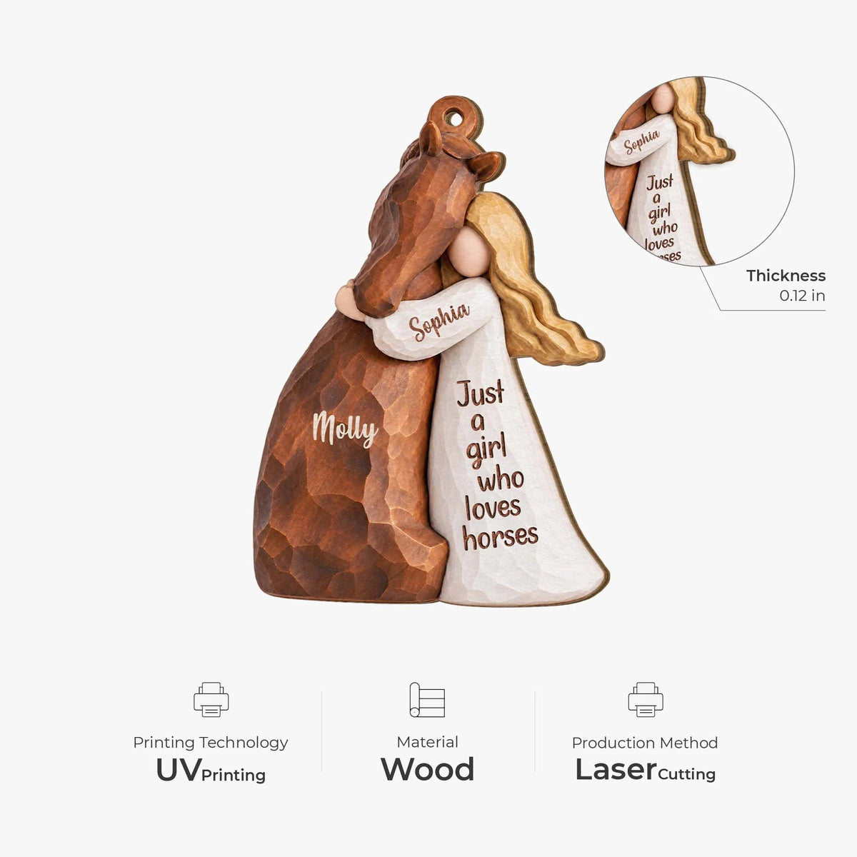 Personalized Just A Girl Who Loves Horses Daughter Wooden Ornament