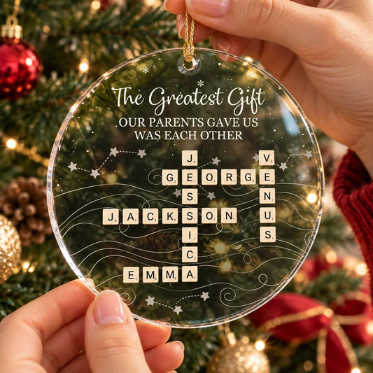 Brothers & Sisters Forever Linked Together Personalized Acrylic Ornament - Christmas Gift for Siblings
