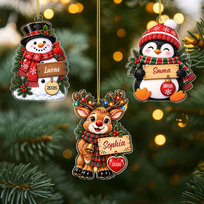Custom Christmas Character Acrylic Ornament - Personalized Name Keepsake for Kids & Family