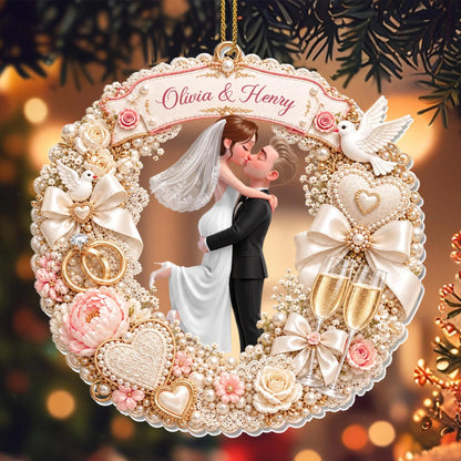 Personalized First Christmas As Husband And Wife Acrylic Ornament
