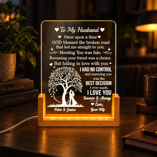 Marrying You Was The Best Decision - Personalized Acrylic Night Light to Couples Husband Wife Gift