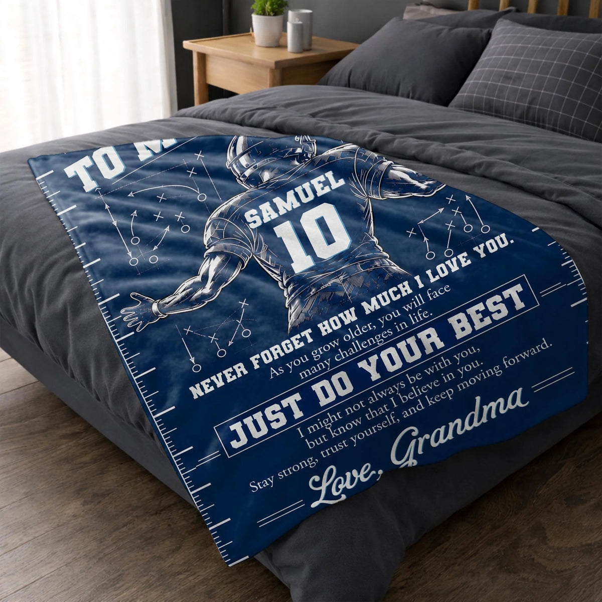 Custom Football Blanket From Grandma For Grandson