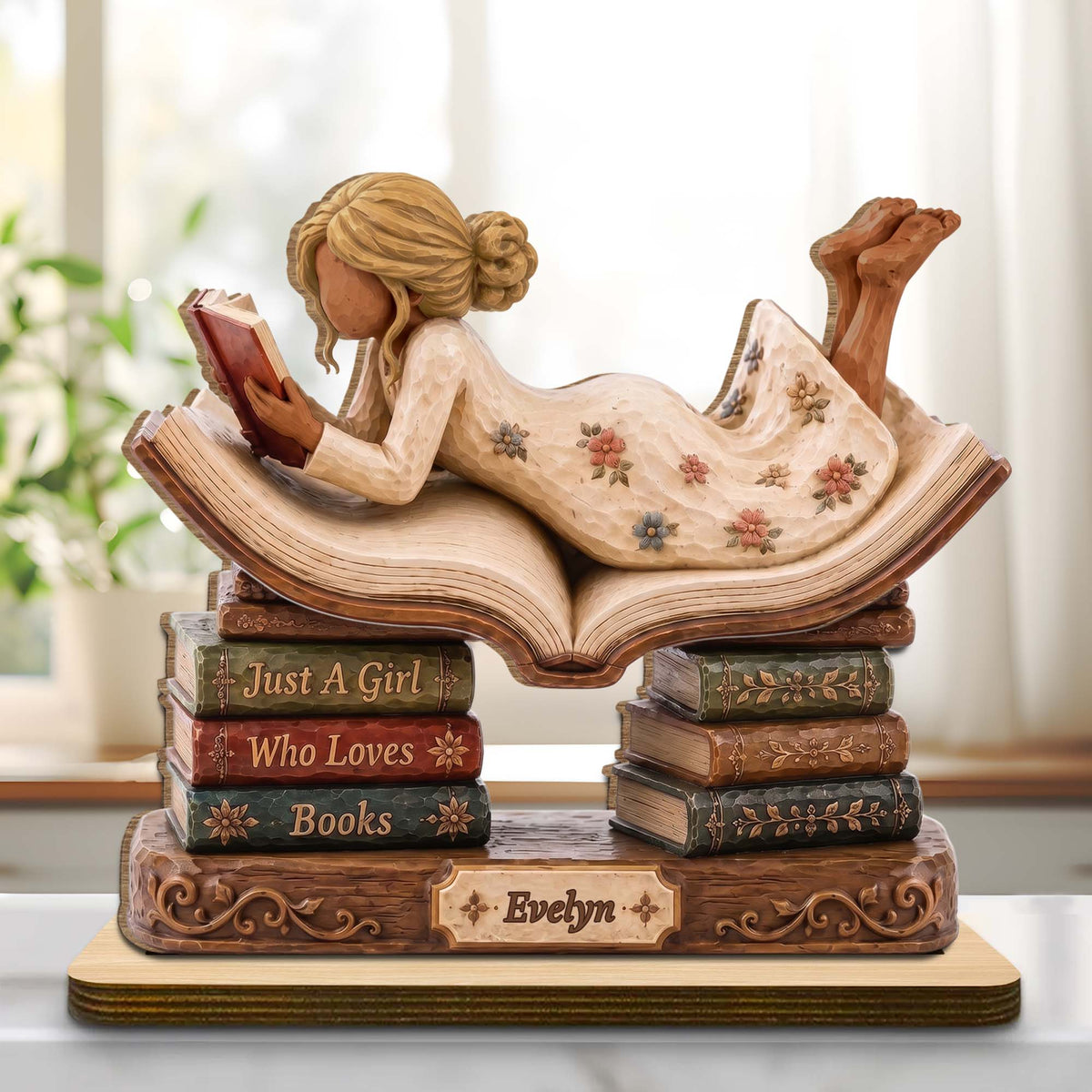 Personalized Just a Girl Who Loves Books Wood Plaque