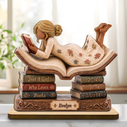 Personalized Just a Girl Who Loves Books Wood Plaque