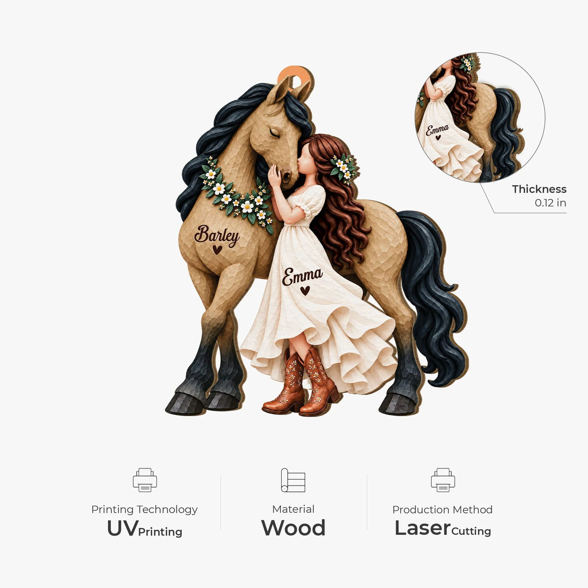 Custom Horse Girl Wooden Ornament - Personalized Christmas Keepsake for Equestrians