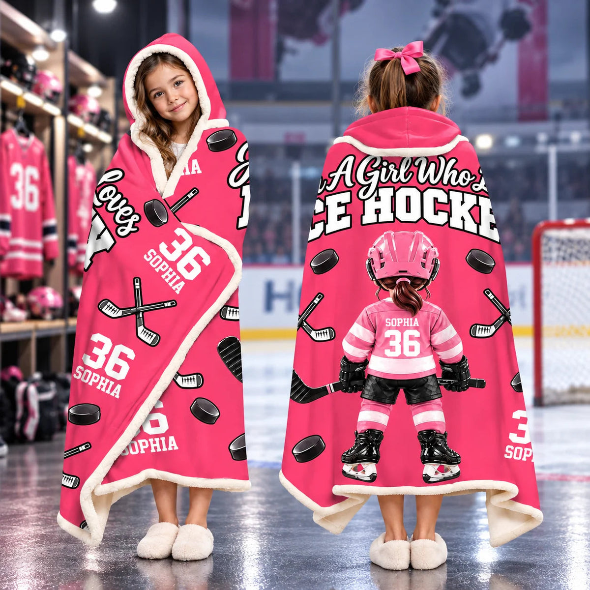 Personalized Just A Girl Who Loves Ice Hockey Blanket
