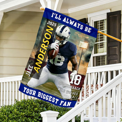 "My Heart Is On That Field" Personalized American Football Garden Flag - Custom Photo Gift for Football Player