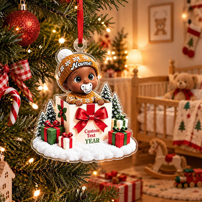 Personalized Baby First Christmas Gift Box Ornament