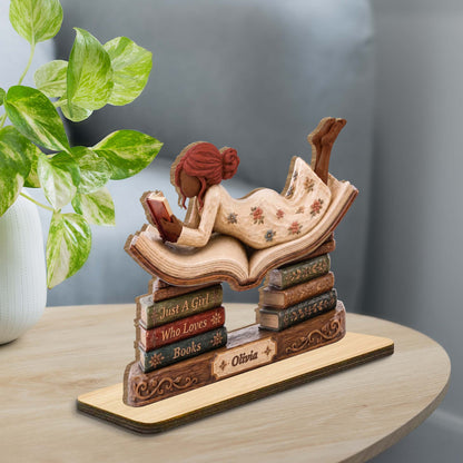 Personalized Just a Girl Who Loves Books Wood Plaque