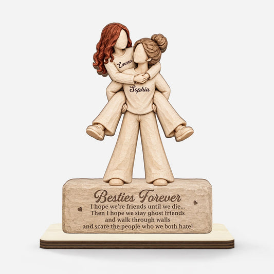 Custom Besties Forever Ghost Friends Wooden Plaque