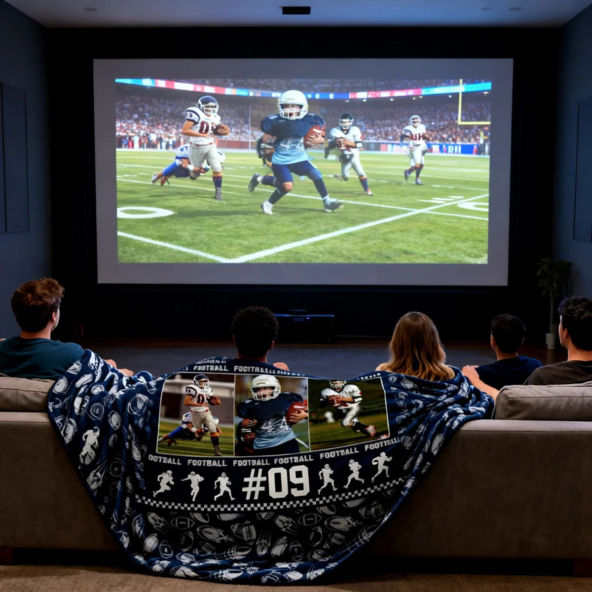 Custom Football Photo Blanket - Personalized Player Name Number Throw for Son