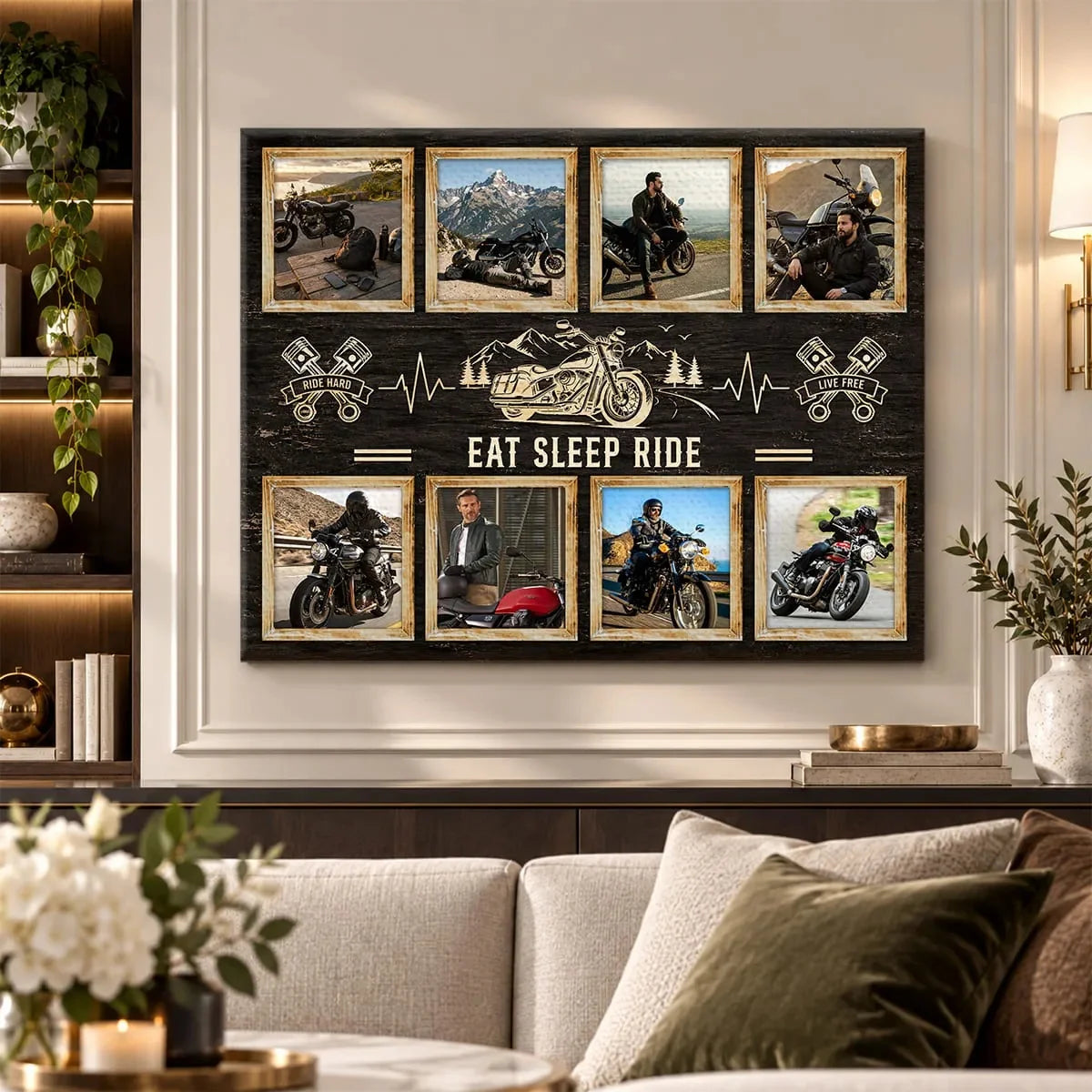 Personalized Eat Sleep Ride Motorcycle Canvas Poster