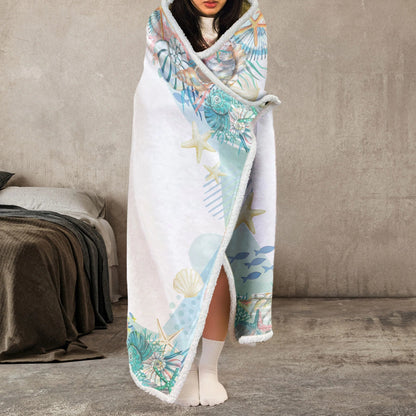 Whimsical Mermaid Alphabet Blanket - Personalized Hooded Blanket for Kids & Girls Birthday Gift