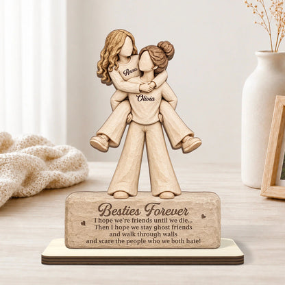 Custom Besties Forever Ghost Friends Wooden Plaque
