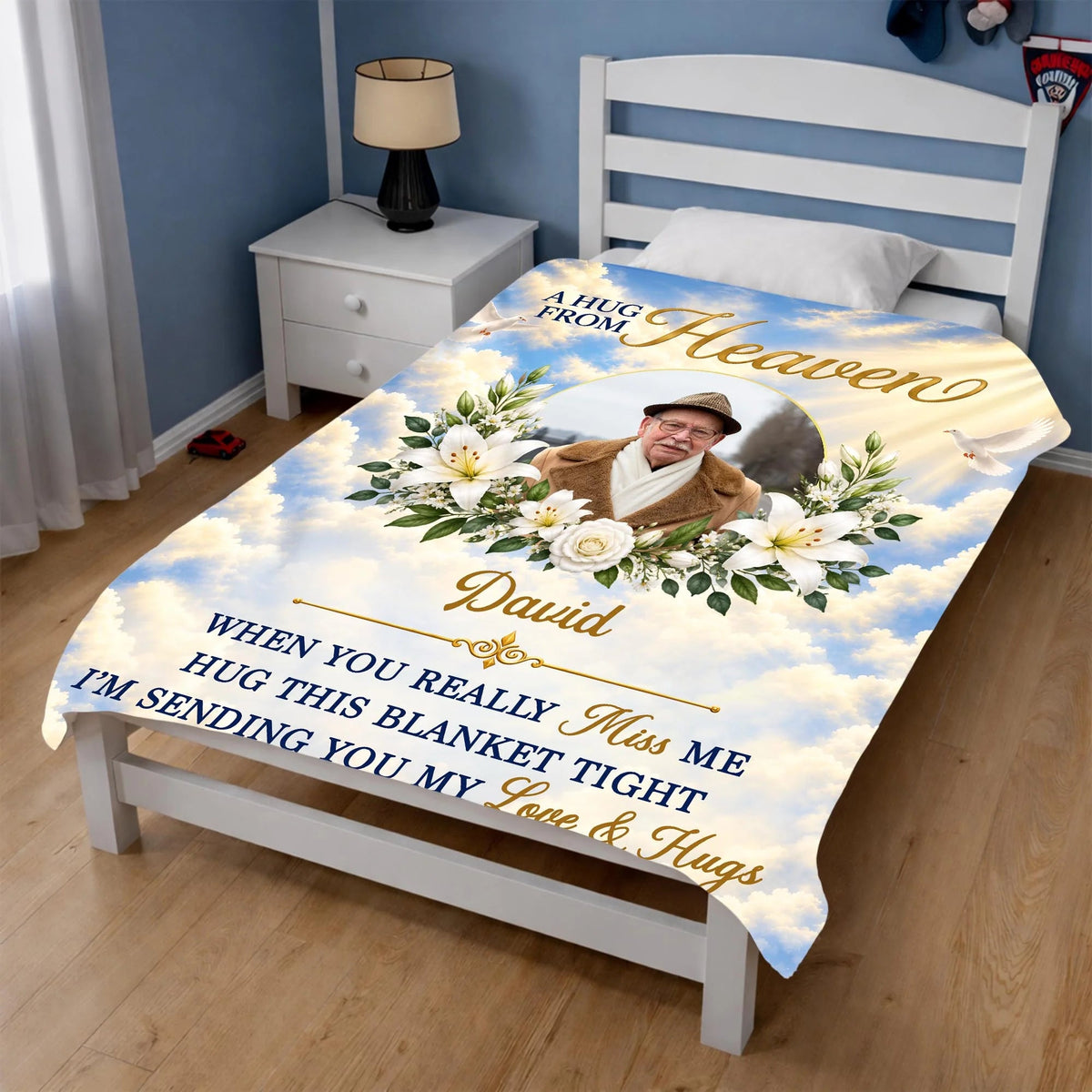A Hug From Heaven Personalized Memorial Blanket - Custom Sympathy Keepsake Gift