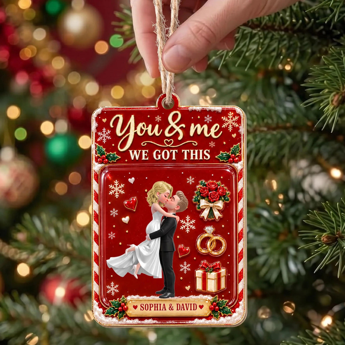 Personalized You And Me We Got This Couple Wooden Ornament