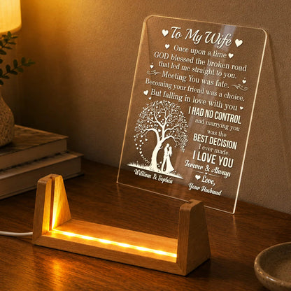 Marrying You Was The Best Decision - Personalized Acrylic Night Light to Couples Husband Wife Gift