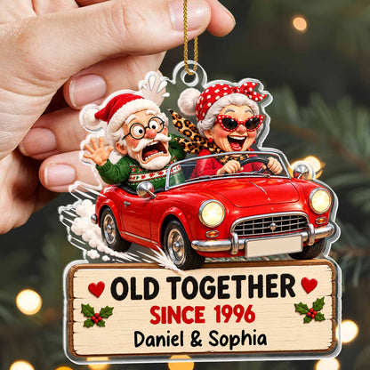 Old Together Since Red Car Personalized Acrylic Ornament - Christmas Anniversary Gift for Couples