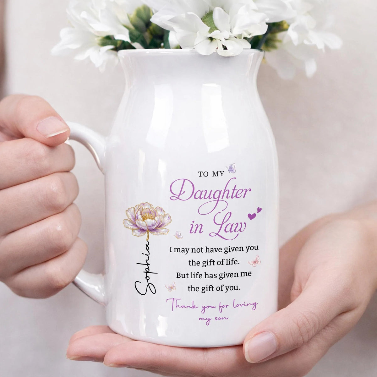 Personalized Daughter In Law Birth Flower Ceramic Vase