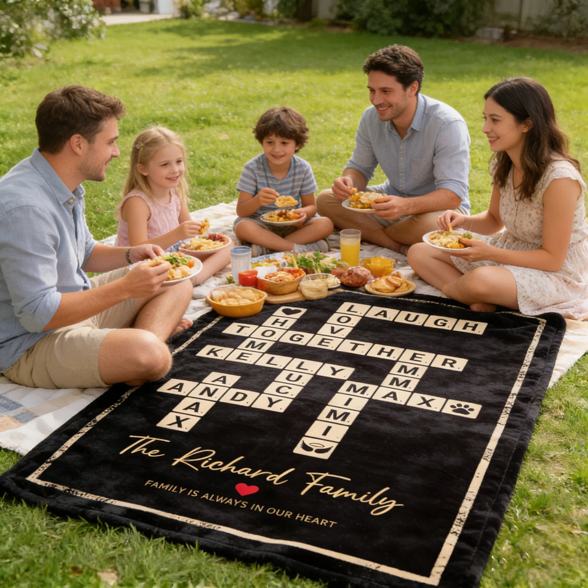 Personalized Crossword Scrabble Tile Family Names Fleece Blanket