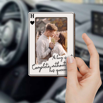 "A King Is Not Complete Without His Queen" Personalized Car Visor Clip - Anniversary Gift for Boyfriend Girlfriend