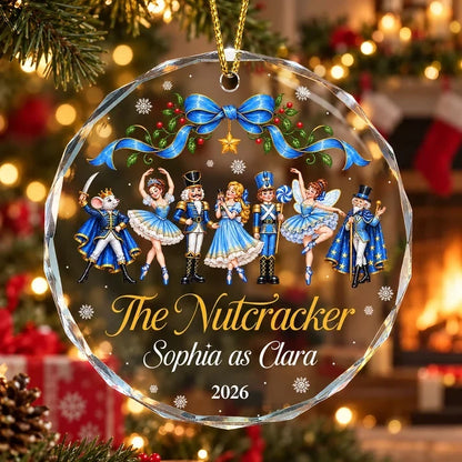 Personalized Pink Nutcracker Ballet Dancers Crystal Ornament