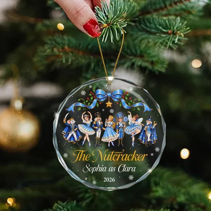Personalized Pink Nutcracker Ballet Dancers Crystal Ornament
