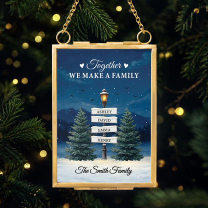 Together We Make a Family Hanging Photo Frame Ornament, Personalized Lamppost Scene, Creative Gift for Parents