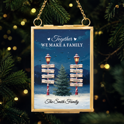 Together We Make a Family Hanging Photo Frame Ornament, Personalized Lamppost Scene, Creative Gift for Parents