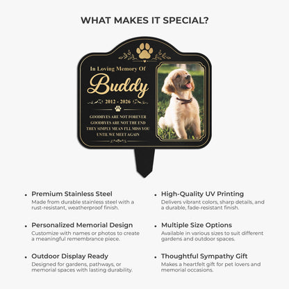 Goodbyes Are Not Forever Metal Garden Stake, Personalized Dog Tribute in Green Garden, Creative Sympathy Gift for Pet Owner