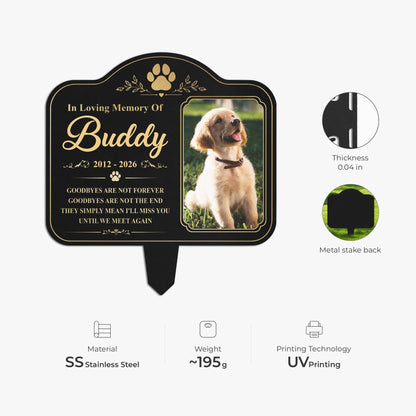 Goodbyes Are Not Forever Metal Garden Stake, Personalized Dog Tribute in Green Garden, Creative Sympathy Gift for Pet Owner