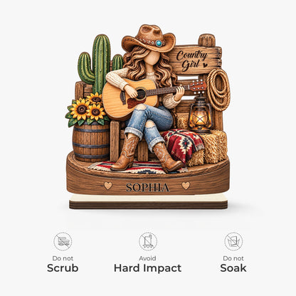 Custom Country Guitar Player Wooden Plaque - Personalized Gift for Music Lovers