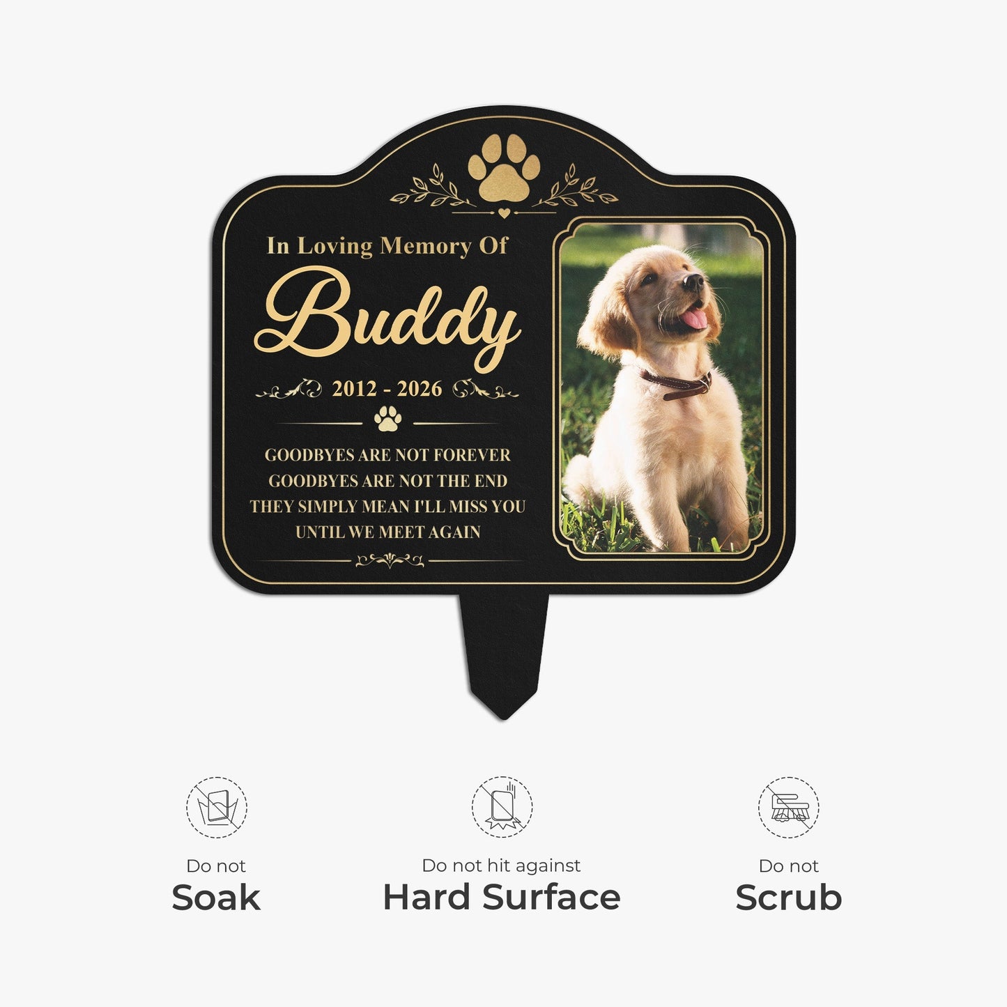 Goodbyes Are Not Forever Metal Garden Stake, Personalized Dog Tribute in Green Garden, Creative Sympathy Gift for Pet Owner