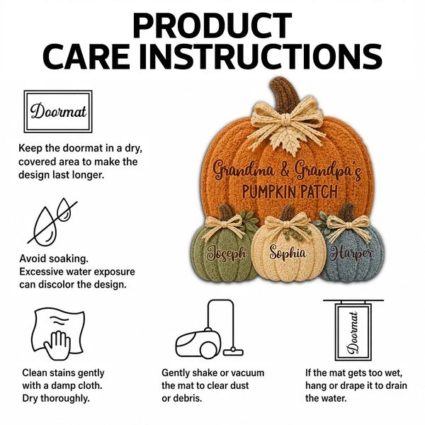 Shaped Doormat, Personalized Pumpkin Patch for Grandparents, Cozy Autumn Welcome, Creative Family Gift