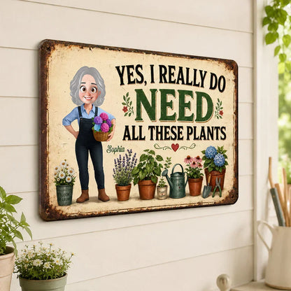 Personalized Gardening Girl Plant Lover Iron Sign